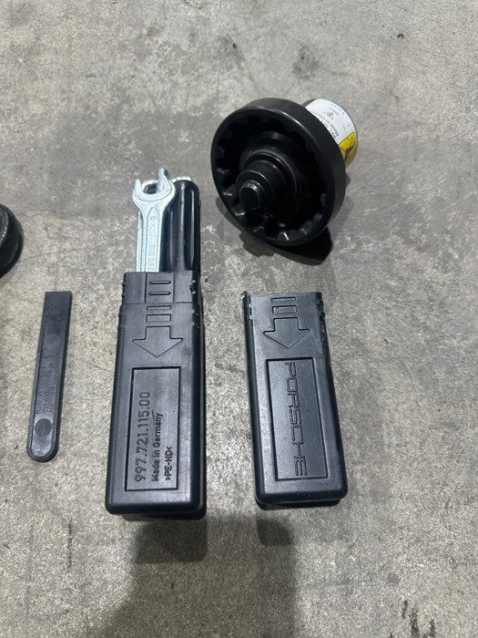 2014 PORSCHE 911 TURBO S SPARE TIRE TOOL KIT W CENTER WHEEL SOCKET OEM