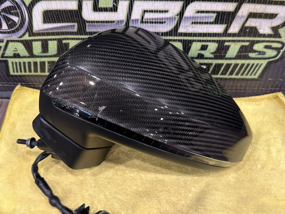 2021 AUDI R8 DRIVER LEFT CARBON FIBER DOOR MIRROR OEM *PPF FLAWS/CF IS GOOD*