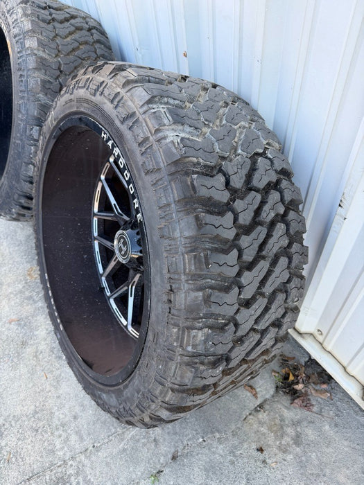 FORD F250 F350 8X170 HARDCORE HC104 BLACK MILLED 26X14 FURY 38X15.50R26 TIRES