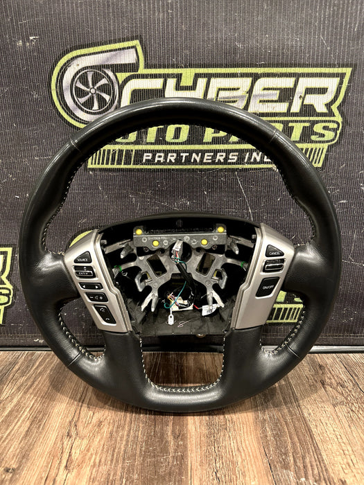 2016-19 NISSAN TITAN & XD LEATHER STEERING WHEEL W CRUISE OEM *READ/MINOR FLAWS*