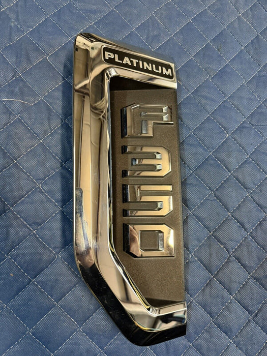 2019-2021 FORD F350 PLATINUM DRIVER LEFT CHROME FENDER EMBLEM BADGE OEM