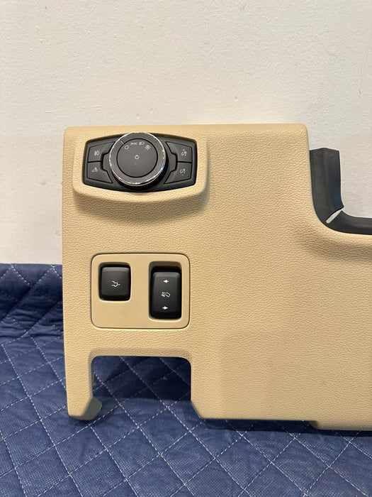 2017-2019 FORD F250 F350 F450 LARIAT TAN DRIVER KNEE HEADLIGHT SWITCH TRIM OEM