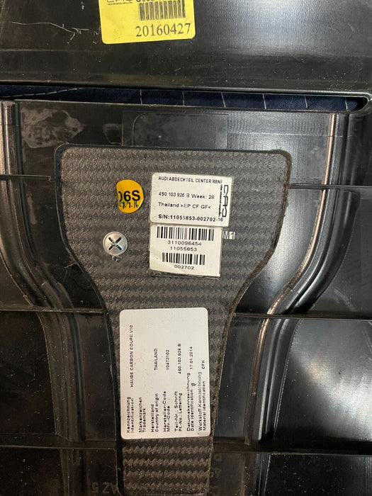 2017 AUDI R8 V10 FSI ENGINE COVER W/ CARBON FIBER BACKGROUND OEM