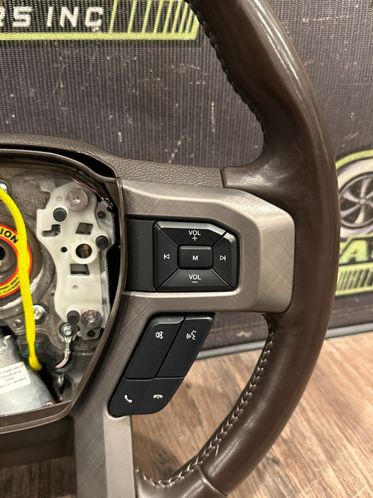 2017-19 FORD F250 F350 F450 LIMITED BROWN STEERING WHEEL ADATIVE & STEERING OEM