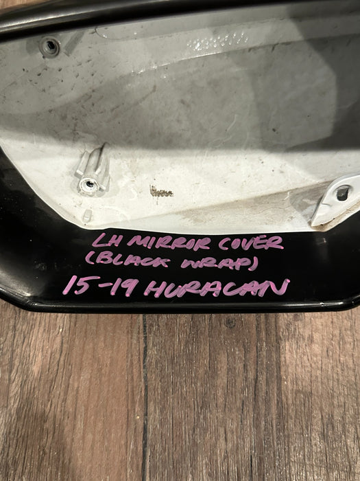 2015-2019 LAMBORGHINI HURACAN DRIVER LEFT MIRROR COVER SHELL OEM *BLACK WRAP*
