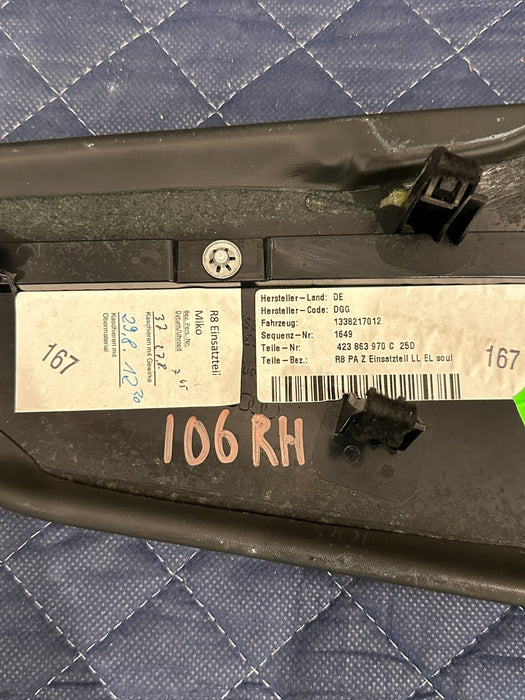2014 AUDI R8 CENTER CONSOLE RIGHT PASSENGER TRIM PANEL OEM 423 863 970 C ~FLAW~