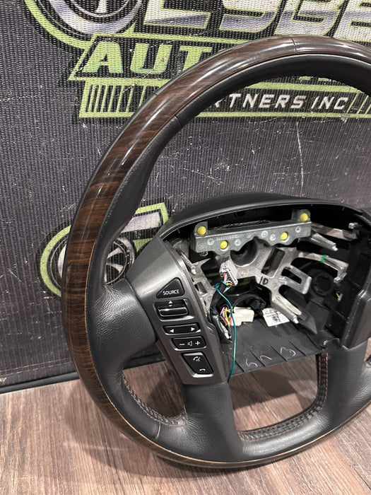 2017 NISSAN TITAN XD RESERVE PLATINUM STEERING WHEEL W WOOD GRAIN TRIM OEM