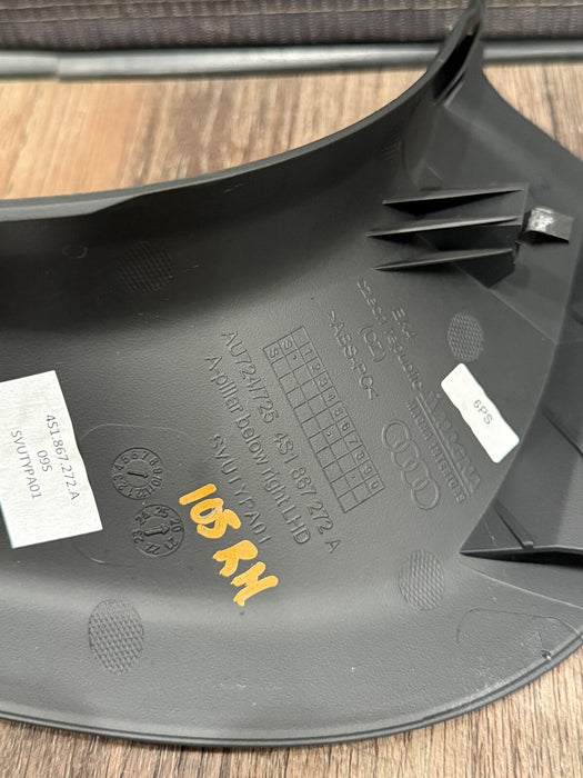 2021 AUDI R8 PASSENGER RIGHT LOWER A PILLAR TRIM PANEL OEM *WEAR #7*