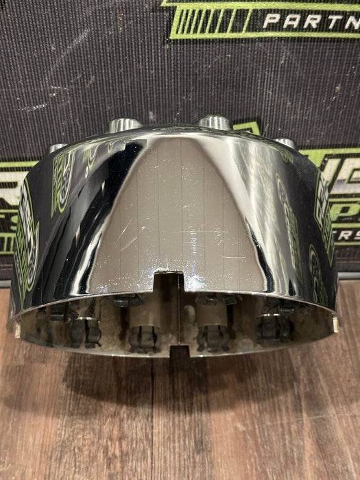 2017-2019 FORD F250 F350 F450 LEFT RIGHT CHROME WHEEL CENTER CAPS OEM *WEAR/READ