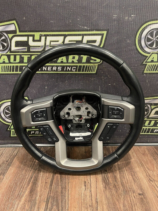 2020-2022 FORD F250 F350 BLACK LEATHER STEERING WHEEL OEM *READ/MINOR FLAWS*