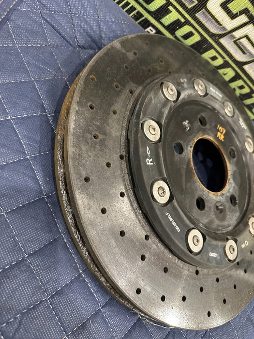 2014 AUDI R8 REAR RIGHT PASSENGER CARBON CERAMIC BRAKE ROTOR OEM 420 615 602 F