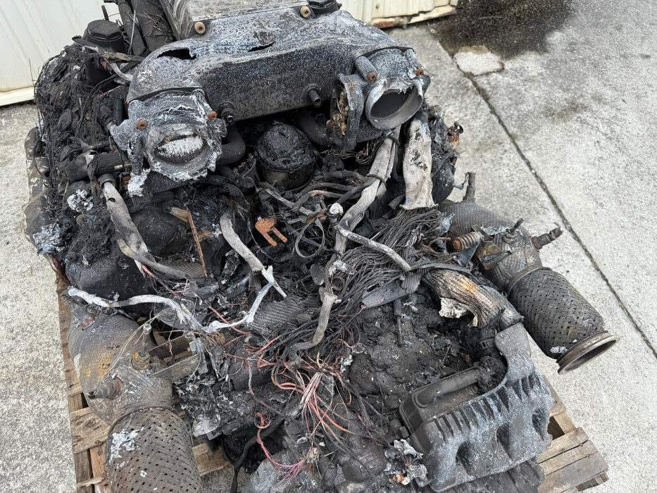 2014 AUDI R8 5.2L V10 ENGINE TRANSMISSION ESS SUPERCHARGER *BURNT* -BUILT BLOCK-