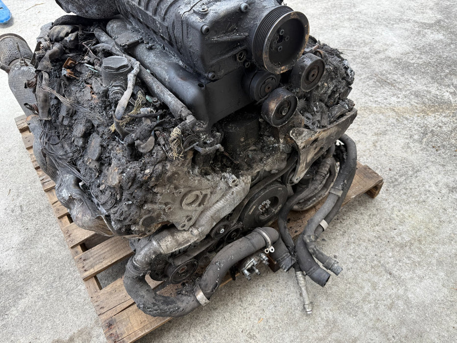 2014 AUDI R8 5.2L V10 ENGINE TRANSMISSION ESS SUPERCHARGER *BURNT* -BUILT BLOCK-