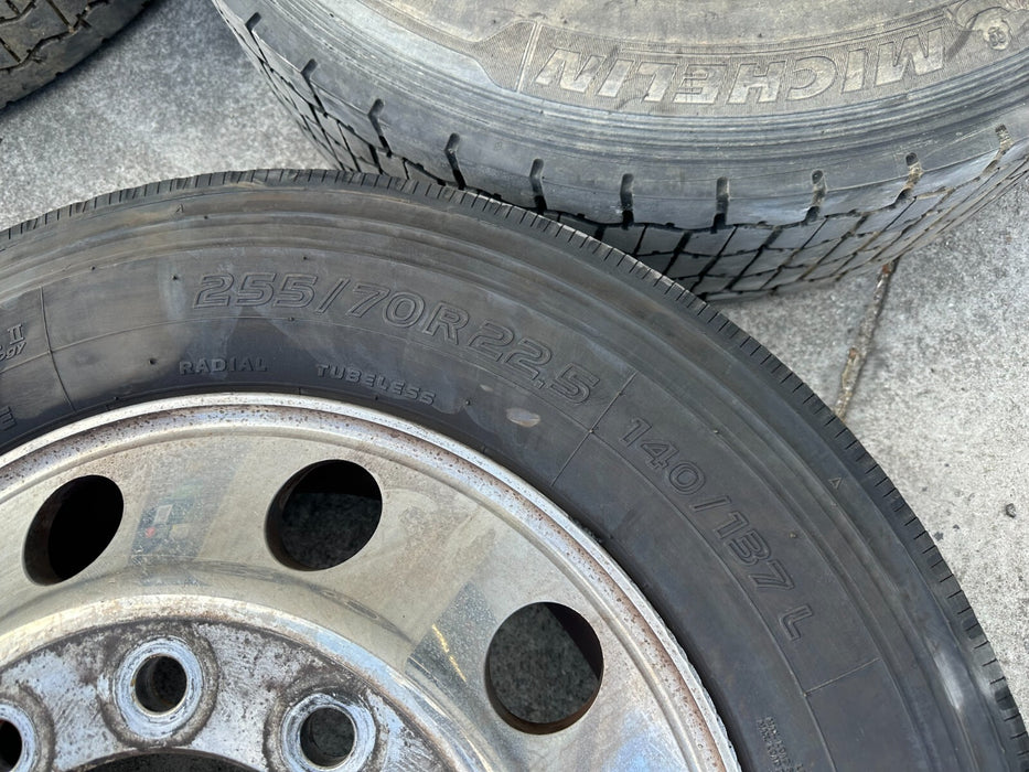 (2) FORD F450 F550 RAM 4500 5500 10 LUG 22.5" ALCOA SEMI WHEELS RIMS 255/70R22.5