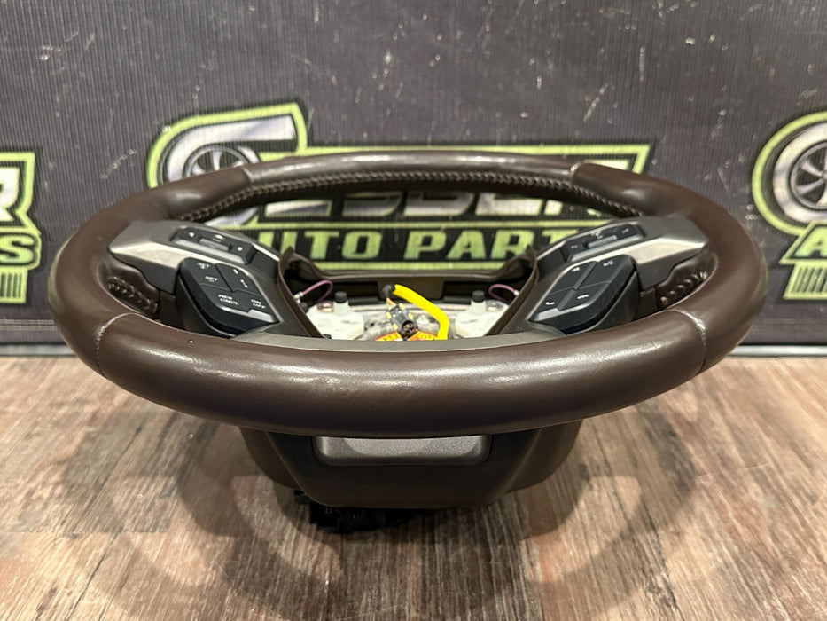 2017-19 FORD F250 F350 F450 LIMITED BROWN STEERING WHEEL ADATIVE & STEERING OEM