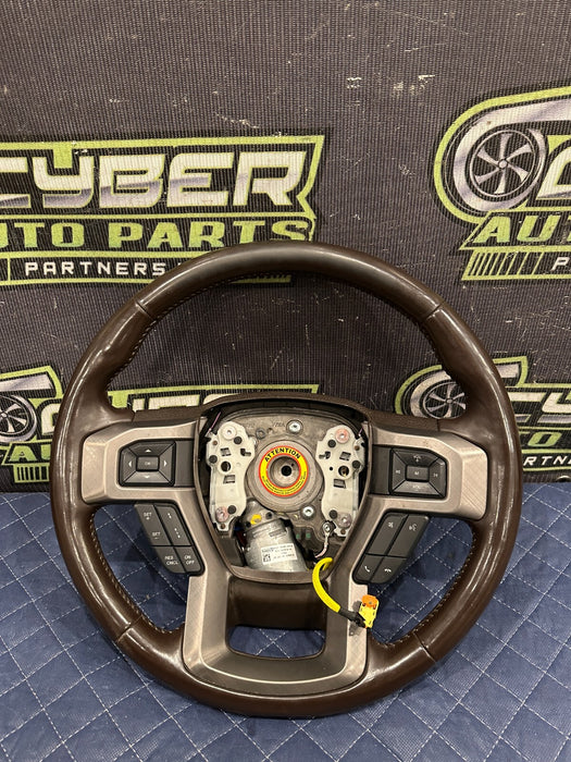 2019 FORD F250 F350 F450 BROWN LEATHER STEERING WHEEL ADAPTIVE CRUISE OEM ~WEAR~
