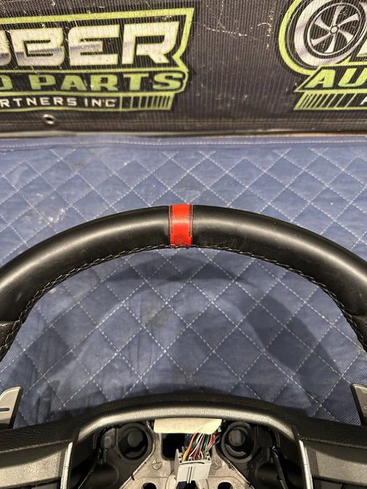 2019 FORD F150 3.5L RAPTOR LEATHER STEERING WHEEL W RED STRIPE OEM *SLIGHT WEAR*