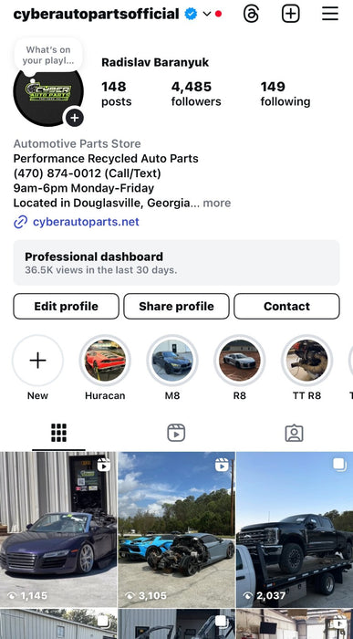 2021 AUDI R8 5.2L V10 ENGINE TRANSMISSION ESS SUPERCHARGER *BURNT*