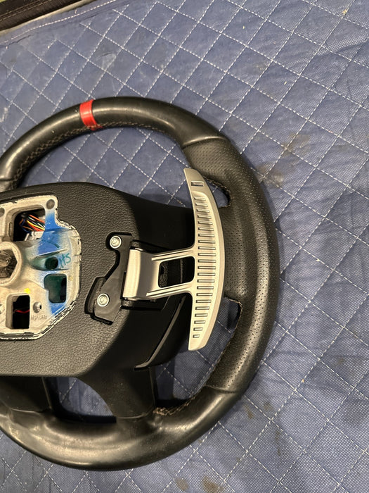 2019 FORD F150 3.5L RAPTOR LEATHER STEERING WHEEL W RED STRIPE OEM *SLIGHT WEAR*