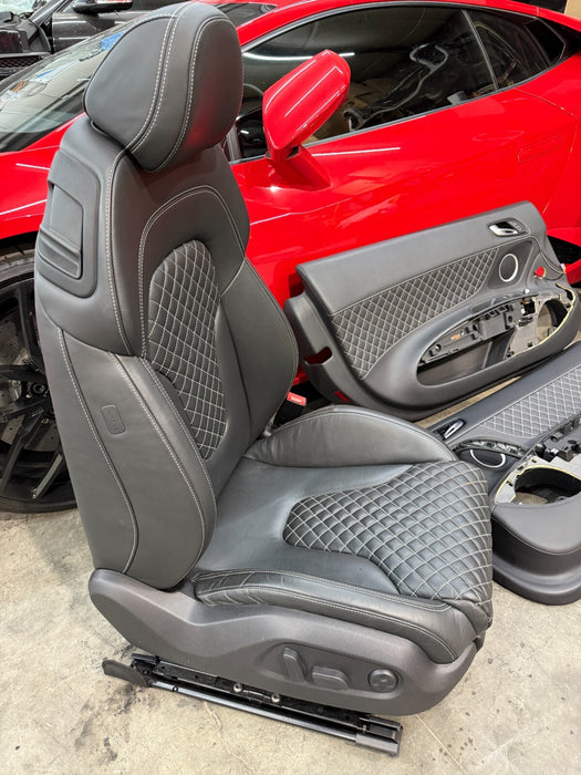 2014 AUDI R8 PLUS FRONT DIAMOND STITCHED SEATS W/ DOOR PANELS OEM 23K MILES