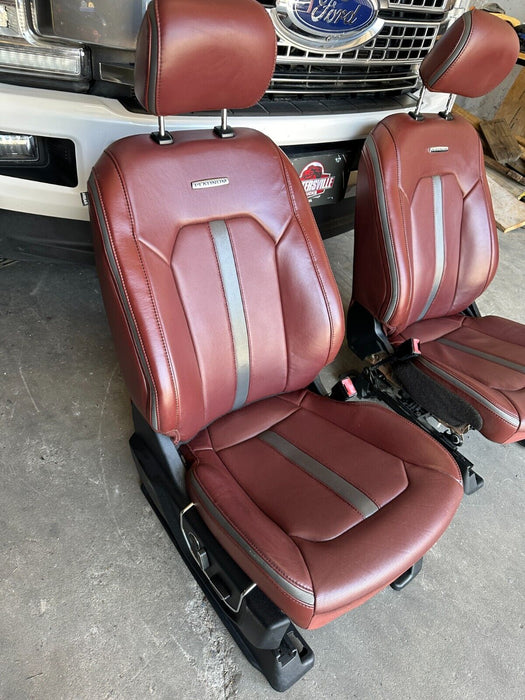 FORD F150 F250 F350 F450 PLATINUM RED DARK MARSALA LEATHER FRONT SEATS OEM