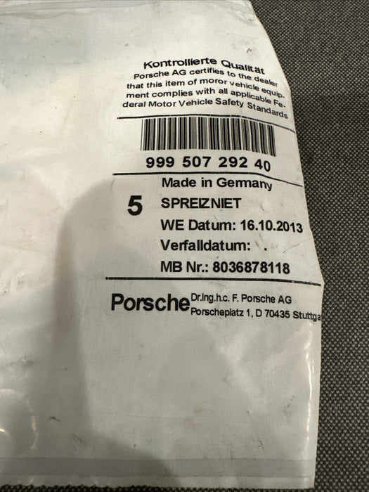 2015 Porsche 911 TURBO Expansion Rivet (2pc) 99950729240 OEM