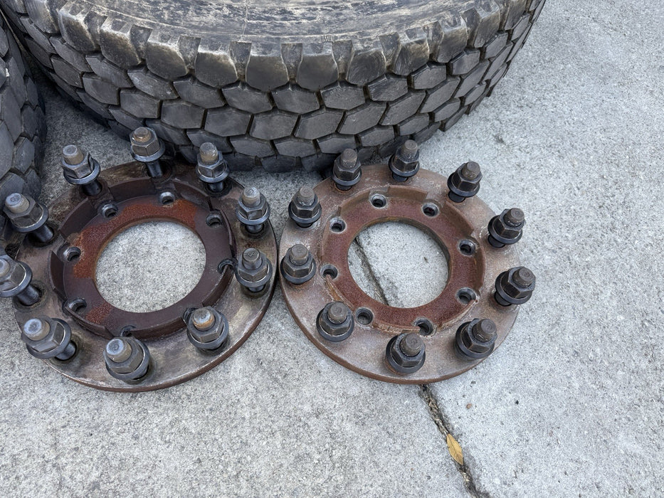 FORD F350 22.5" ALCOA WHEELS 255/70R22.5 BLACKHAWK BDR777 TIRES ADAPTERS