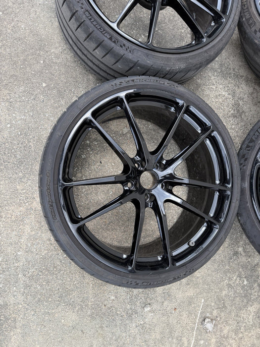 HRE P104 WHEELS 5X112 AUDI R8 HURACAN 20X9 +38 FRONT 20X12 +46 REAR GLOSS BLACK
