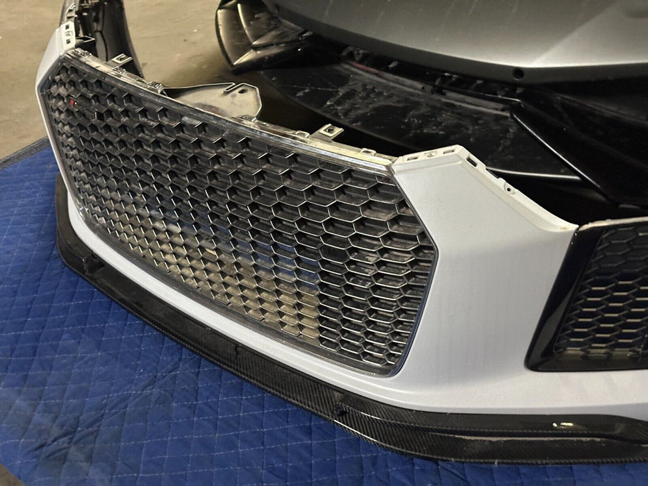 2017 2018 AUDI R8 FRONT BUMPER COMPLETE ASSEMBLY W/ GRILLES SENSORS CARBON LIP