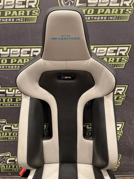 2020 BMW M4 F82 FRONT LEFT BLACK & WHITE LEATHER SEAT HERITAGE EDITION OEM (READ