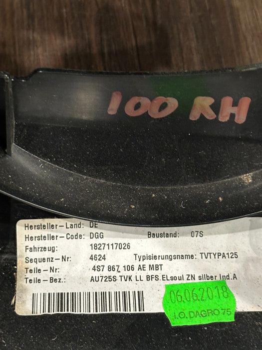 2017 AUDI R8 SPYDER PLUS RIGHT PASSENGER DOOR PANEL TRIMS OEM 4S7 867 106