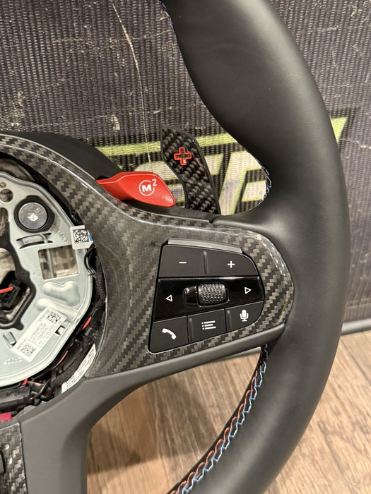 2024 BMW M3 M4 G80 G82 STEERING WHEEL W CARBON FIBER & PADDLE SHIFTERS OEM *#14*