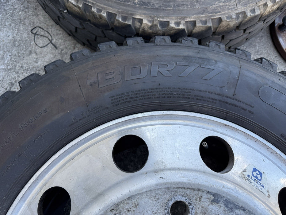 FORD F350 22.5" ALCOA WHEELS 255/70R22.5 BLACKHAWK BDR777 TIRES ADAPTERS