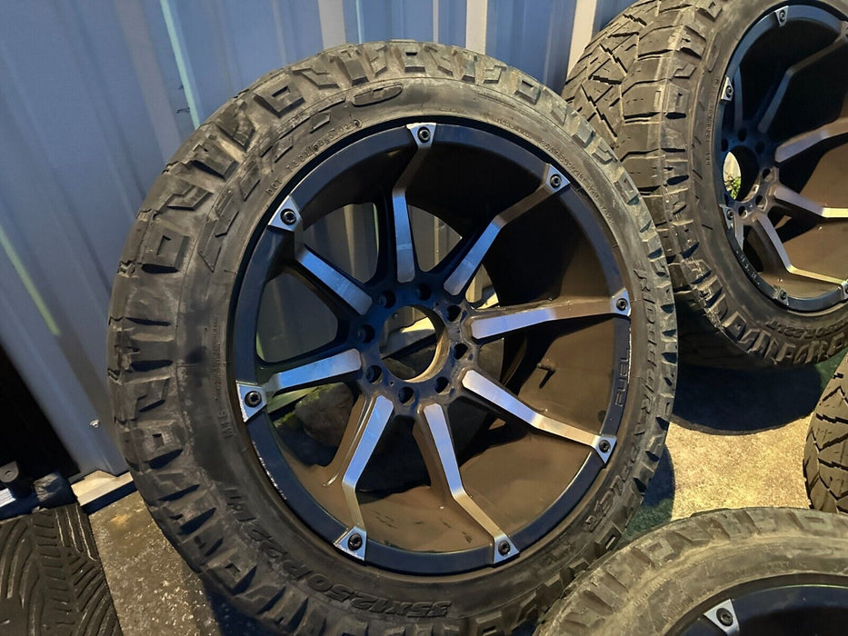 22X12 FUEL RIMS 35X12.50R22LT NITTO RIDGE GRAPPLER TIRES 8X170 F250 F350