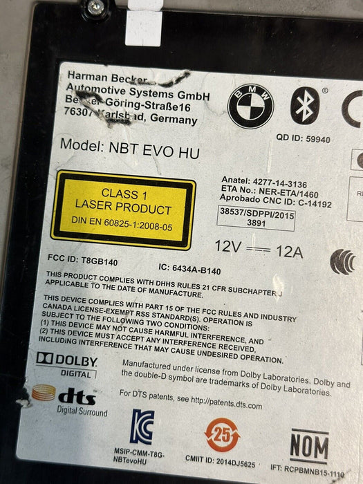 2018 BMW M3 RADIO CD HEAD UNIT 6512-CI871815501 HARMON KARDON ~INTERNAL FAULT~