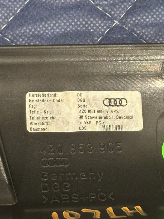 2014 AUDI R8 OEM LEFT RIGHT INNER DOOR SILL SCUFF PLATE COVER TRIM 420 853 905