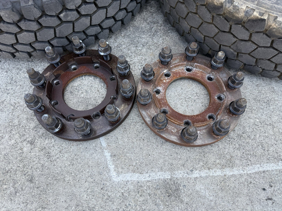 FORD F350 22.5" ALCOA WHEELS 255/70R22.5 BLACKHAWK BDR777 TIRES ADAPTERS