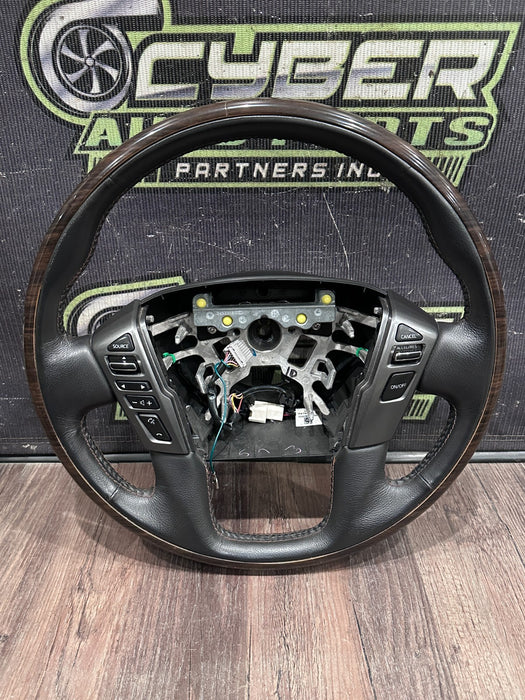 2017 NISSAN TITAN XD RESERVE PLATINUM STEERING WHEEL W WOOD GRAIN TRIM OEM
