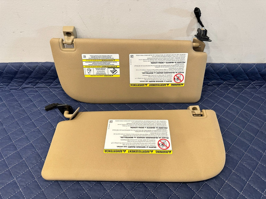 2017-2019 FORD F250 F350 F450 LARIAT TAN DRIVER LH PASSENGER RH SUN VISORS OEM