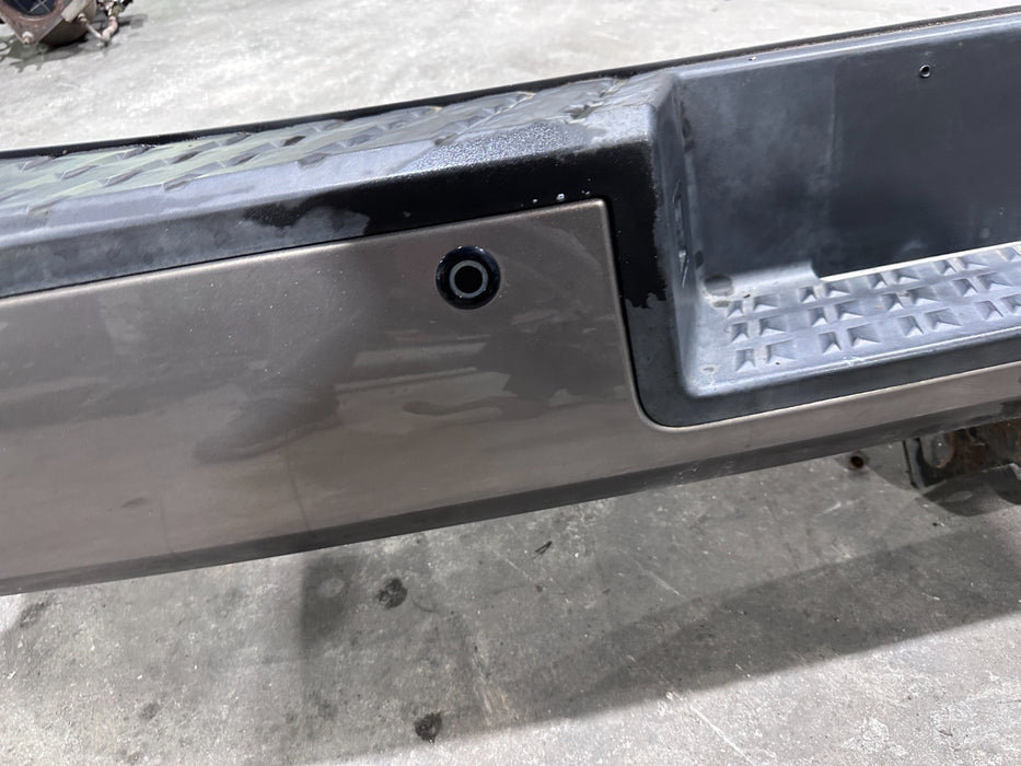 2017 NISSAN TITAN XD REAR BUMPER W SENSOR HARNESS & TOW HITCH OEM