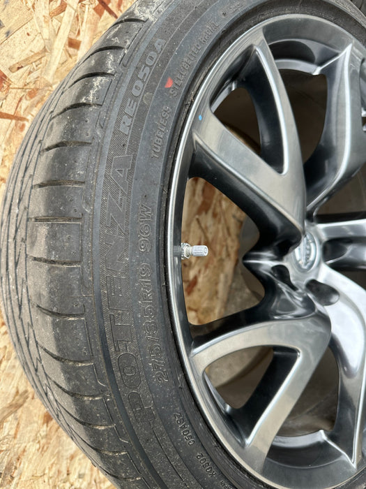 2013 NISSAN 370Z FRONT REAR WHEELS RIMS TIRES 19X9 19X10 OEM *SLIGHT CURB RASH*