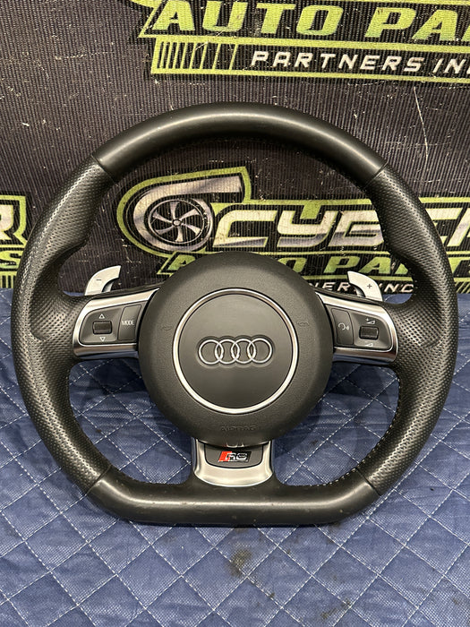 2014 AUDI R8 V10 PLUS BLACK LEATHER STEERING WHEEL W/ AIR BAG AIRBAG OEM