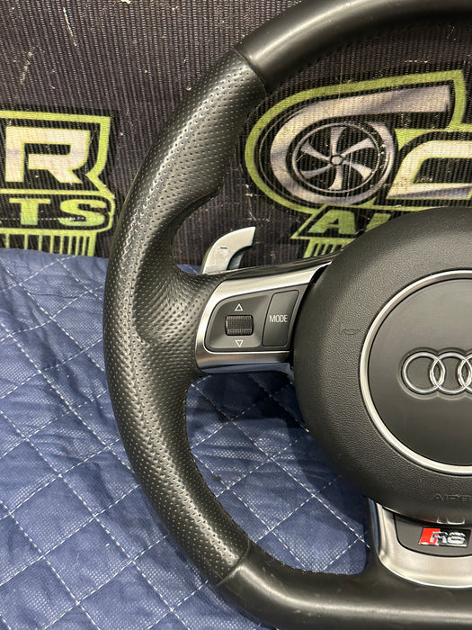 2014 AUDI R8 V10 PLUS BLACK LEATHER STEERING WHEEL W/ AIR BAG AIRBAG OEM