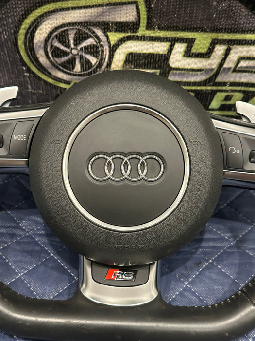 2014 AUDI R8 V10 PLUS BLACK LEATHER STEERING WHEEL W/ AIR BAG AIRBAG OEM