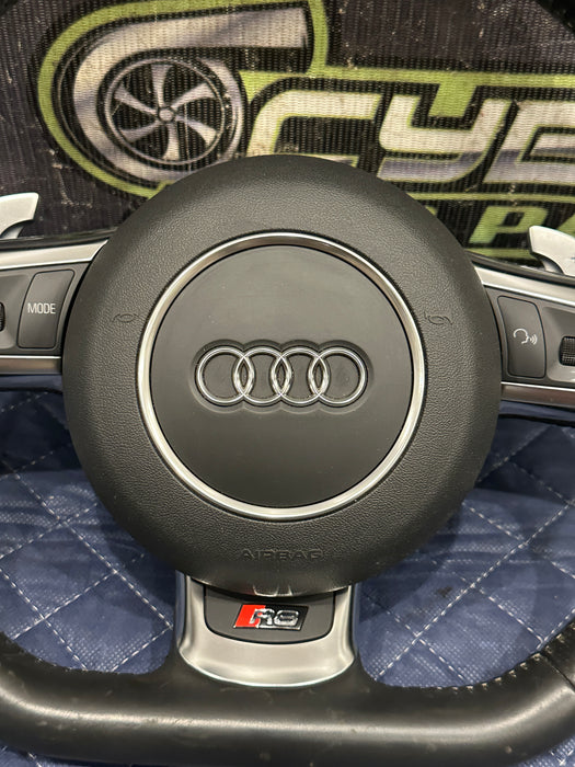 2014 AUDI R8 V10 PLUS BLACK LEATHER STEERING WHEEL W/ AIR BAG AIRBAG OEM