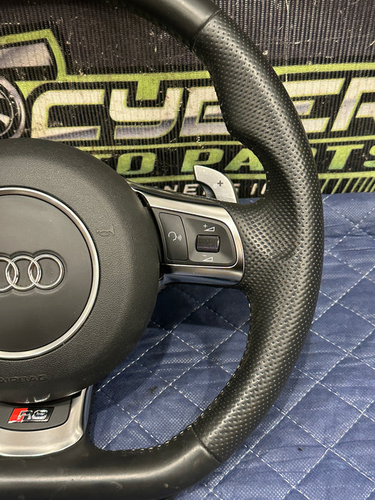 2014 AUDI R8 V10 PLUS BLACK LEATHER STEERING WHEEL W/ AIR BAG AIRBAG OEM