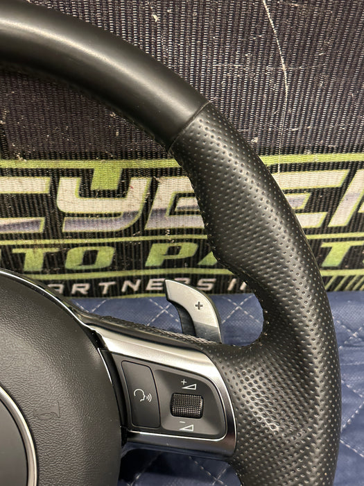 2014 AUDI R8 V10 PLUS BLACK LEATHER STEERING WHEEL W/ AIR BAG AIRBAG OEM