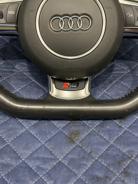 2014 AUDI R8 V10 PLUS BLACK LEATHER STEERING WHEEL W/ AIR BAG AIRBAG OEM