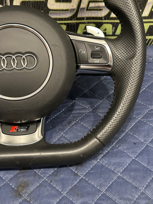 2014 AUDI R8 V10 PLUS BLACK LEATHER STEERING WHEEL W/ AIR BAG AIRBAG OEM