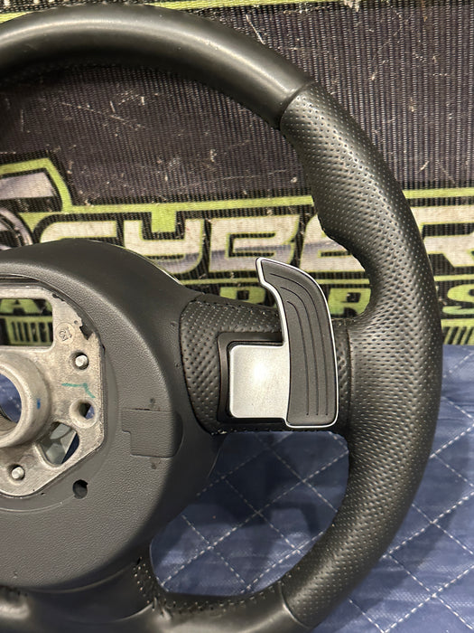 2014 AUDI R8 V10 PLUS BLACK LEATHER STEERING WHEEL W/ AIR BAG AIRBAG OEM